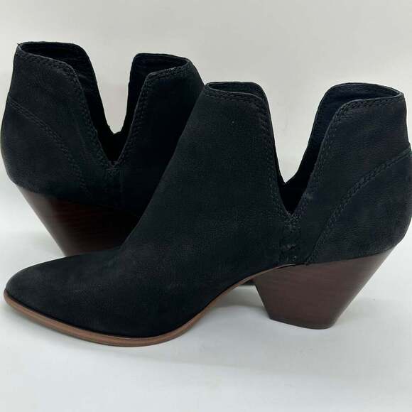 FRYE Reina Black Suede Cut Out Western Ankle Booties - Picture 4 of 10